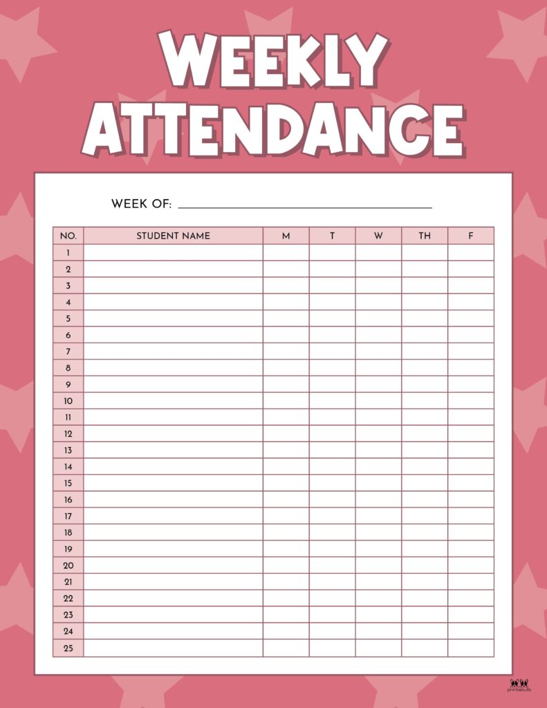 Printable Weekly School Attendance Sheet-8