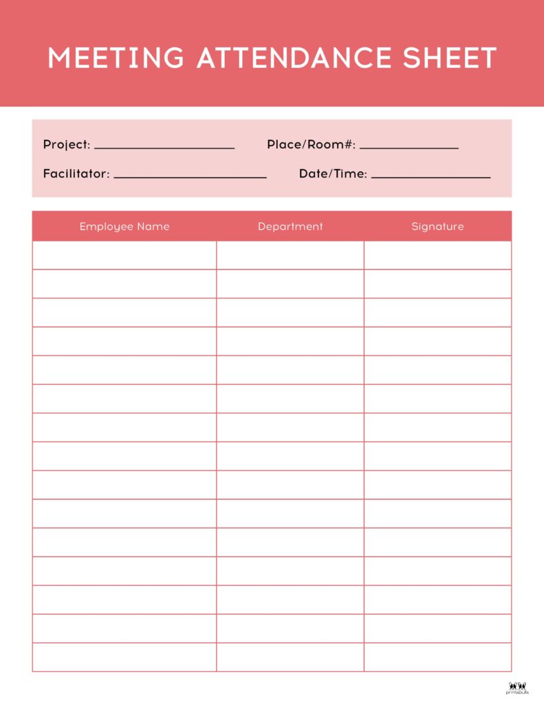 Printable Work Meeting Attendance Sheet-1