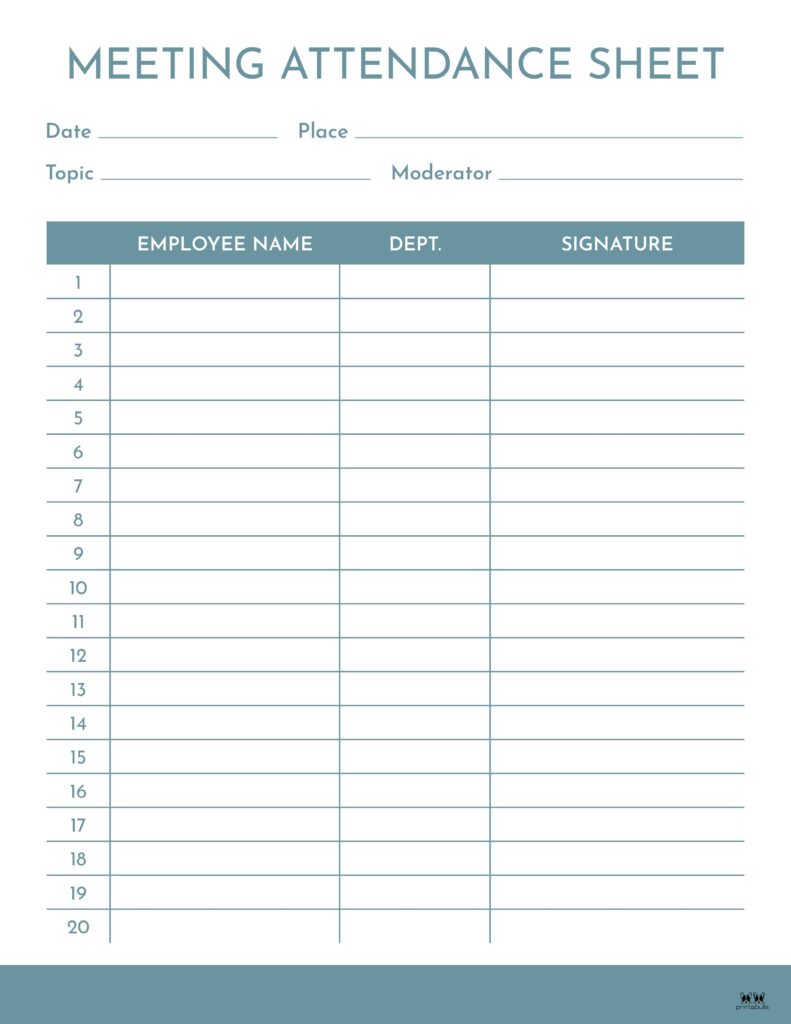 Printable Work Meeting Attendance Sheet-2