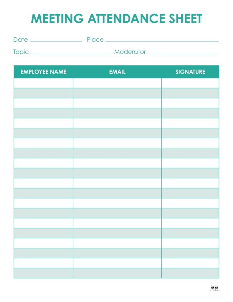 Printable Work Meeting Attendance Sheet-3