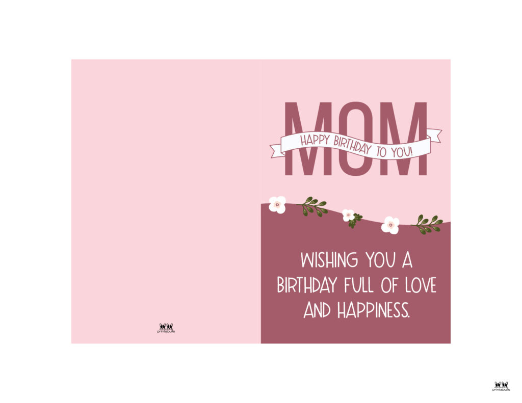 PRINTABLE Mom Birthday Card Pink Cute Birthday Card Digital