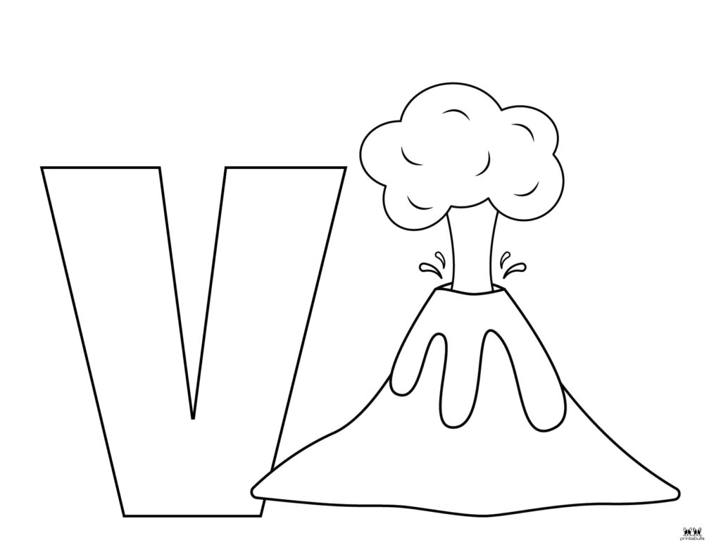 v is for volcano coloring pages