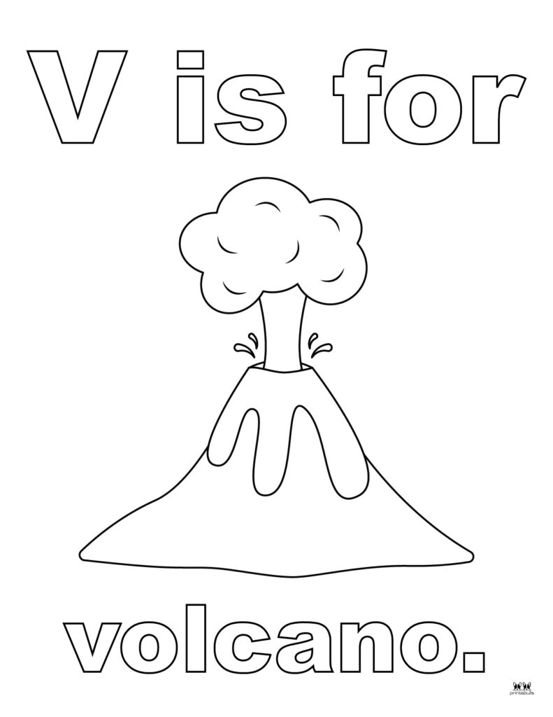 v is for volcano coloring pages