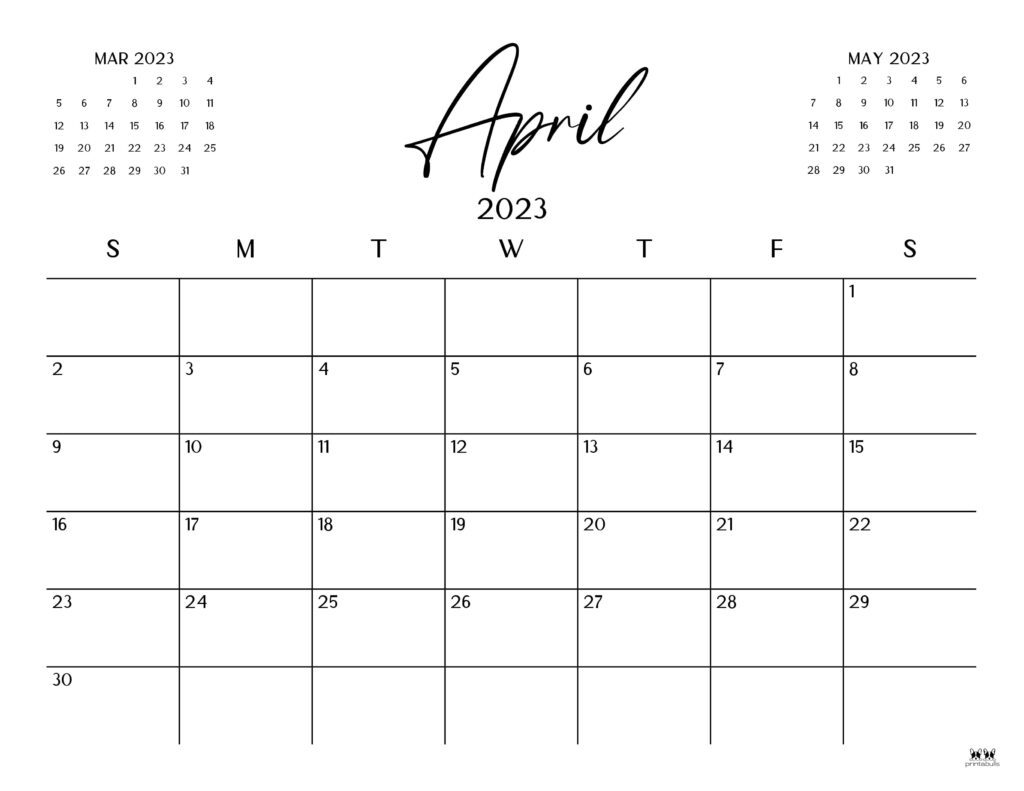 April 2023 Calendars - 50 FREE Printables | Printabulls April 2023 Calendars - 50 FREE Printables | Printabulls