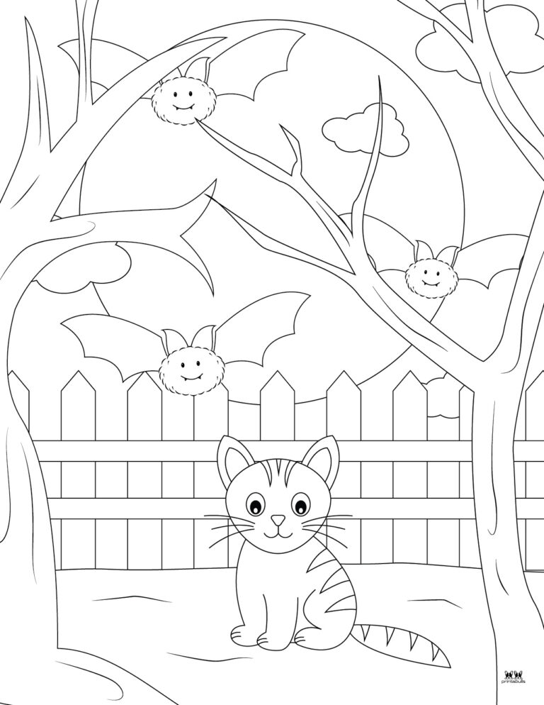 Printable Halloween Cat Coloring Page