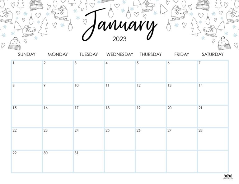 January 2023 Calendars 50 FREE Printables Printabulls