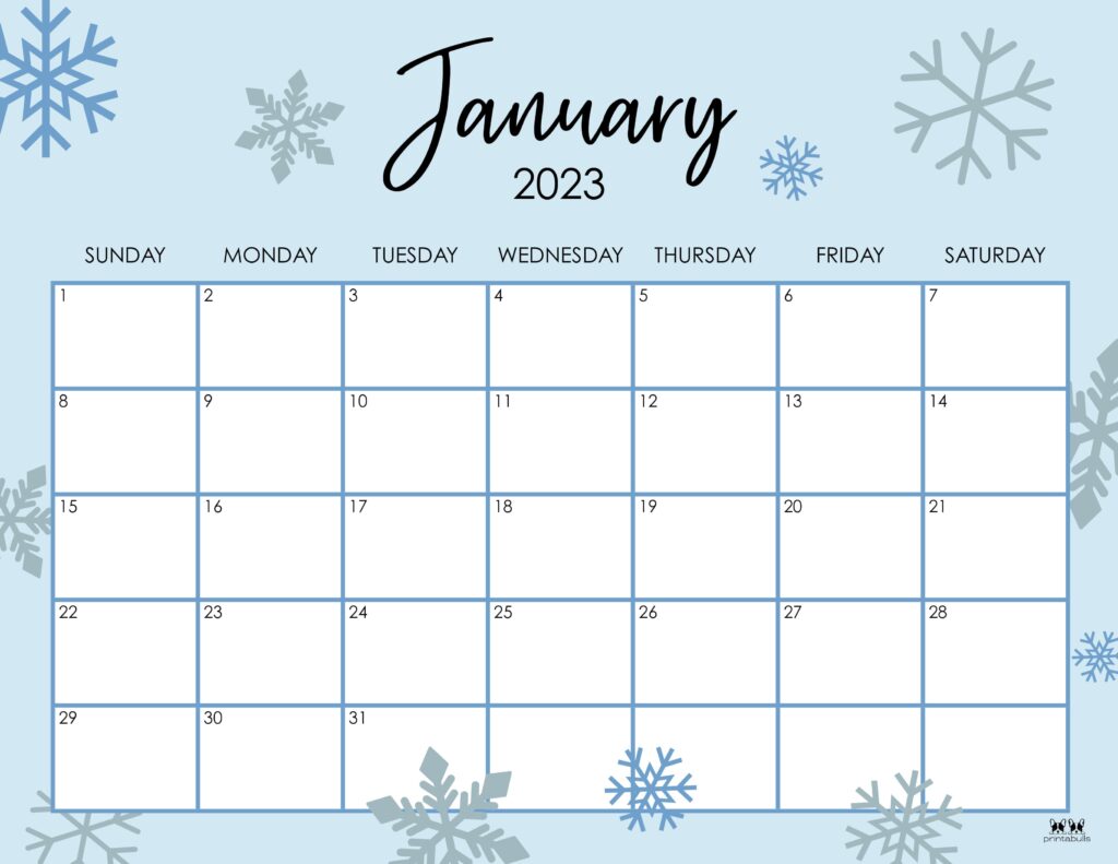 January Printable Calendar 2023