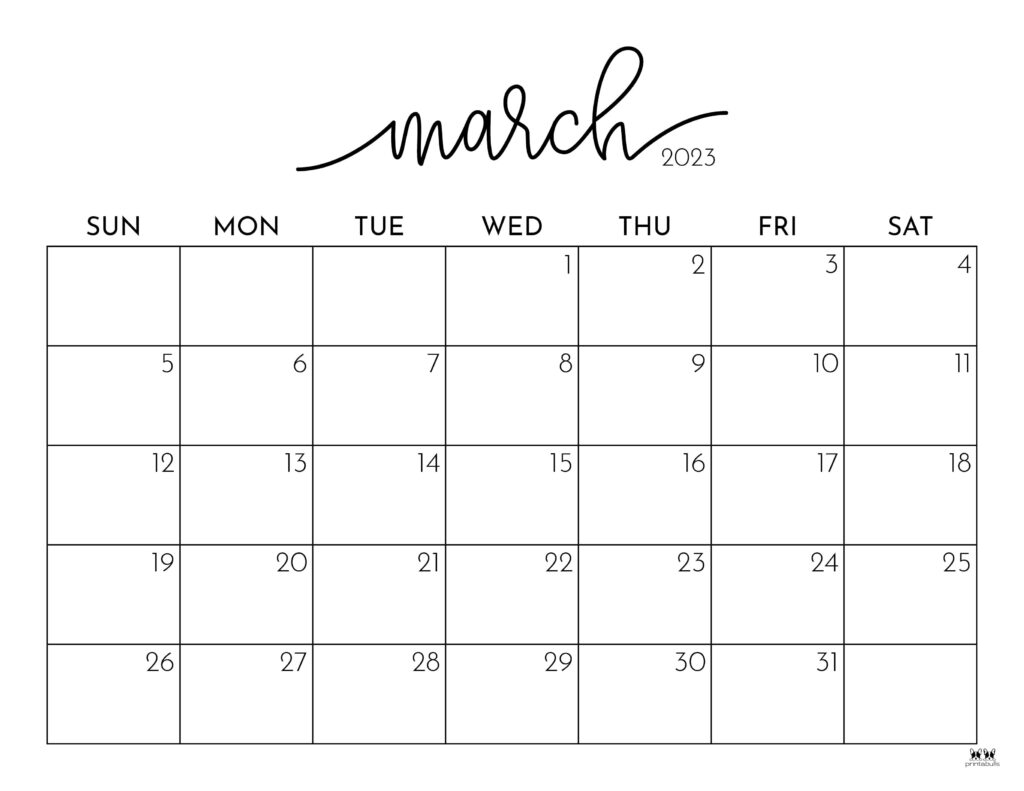 March 2023 Calendar Printable Free Pdf