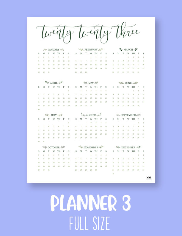 Yearly Calendar Planner Pages - FREE 2023 Pages | Printabulls
