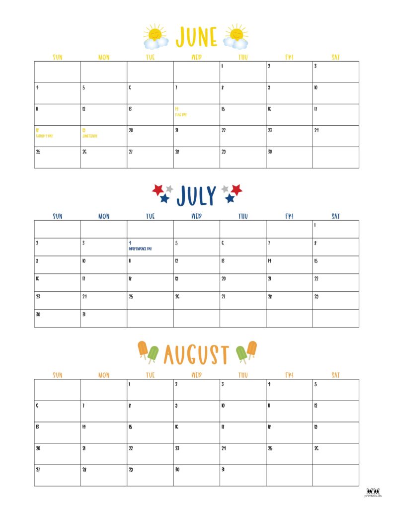 2023 Summer Calendars - 18 FREE Printables - PrintaBulk