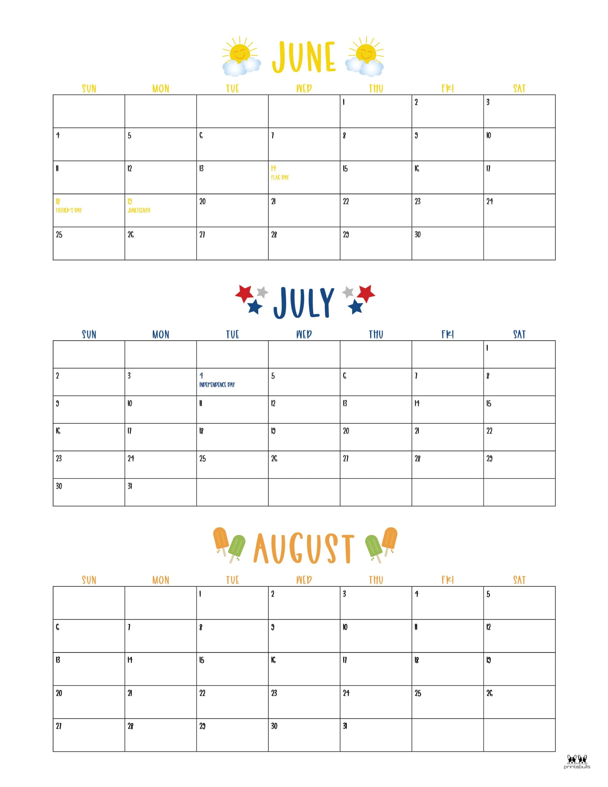 2023 Summer Calendars - 18 FREE Printables | Printabulls
