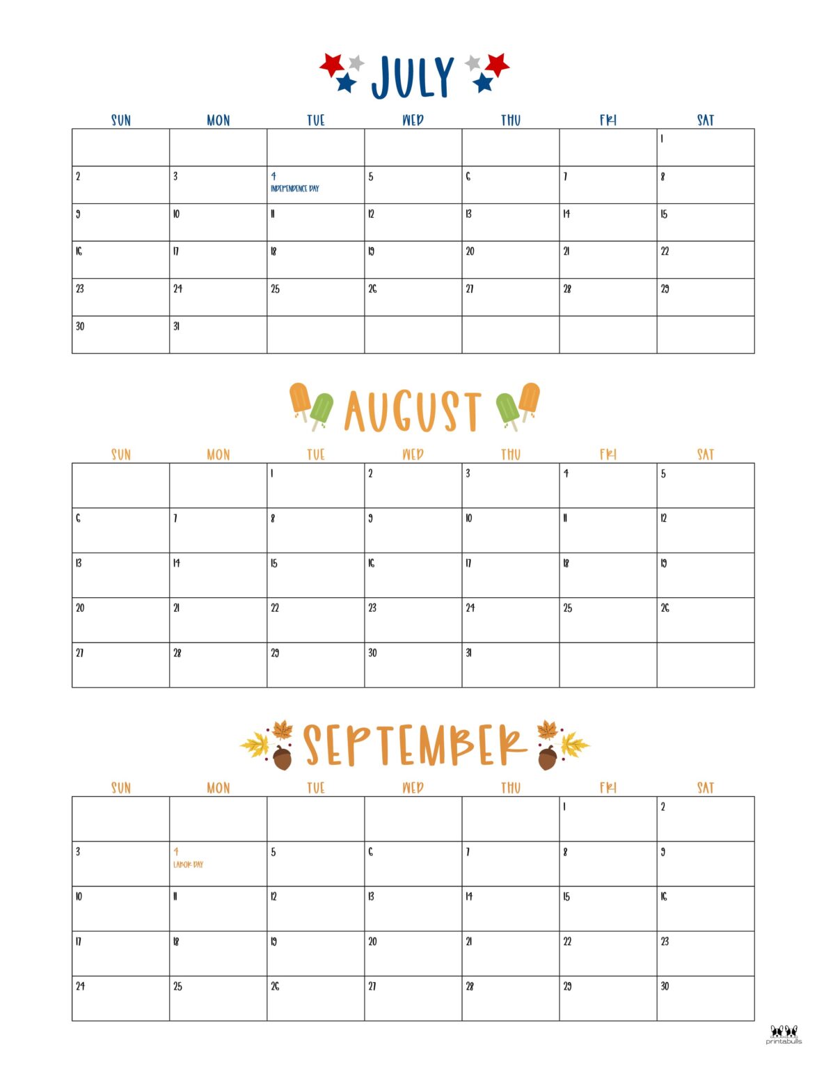 2023 Summer Calendars - 18 FREE Printables | Printabulls