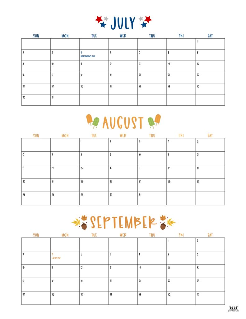 2023 Summer Calendars - 18 FREE Printables | Printabulls 2023 Summer Calendars - 18 FREE Printables | Printabulls