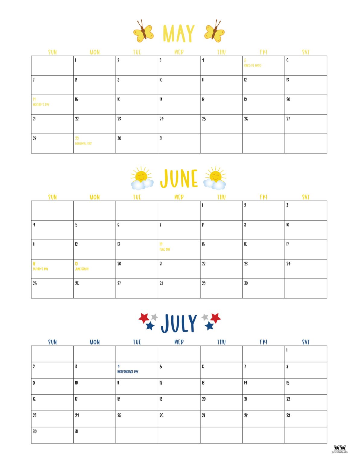2023 Summer Calendars - 18 FREE Printables | Printabulls