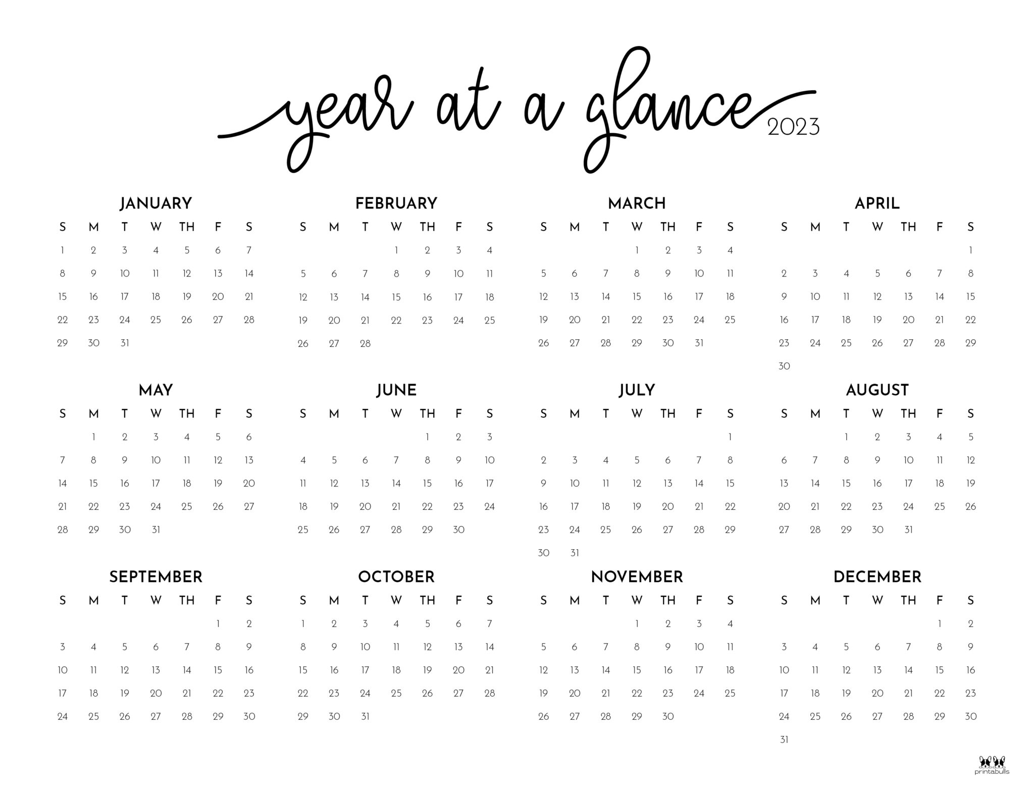 2023 yearly calendars 28 free printables printabulls