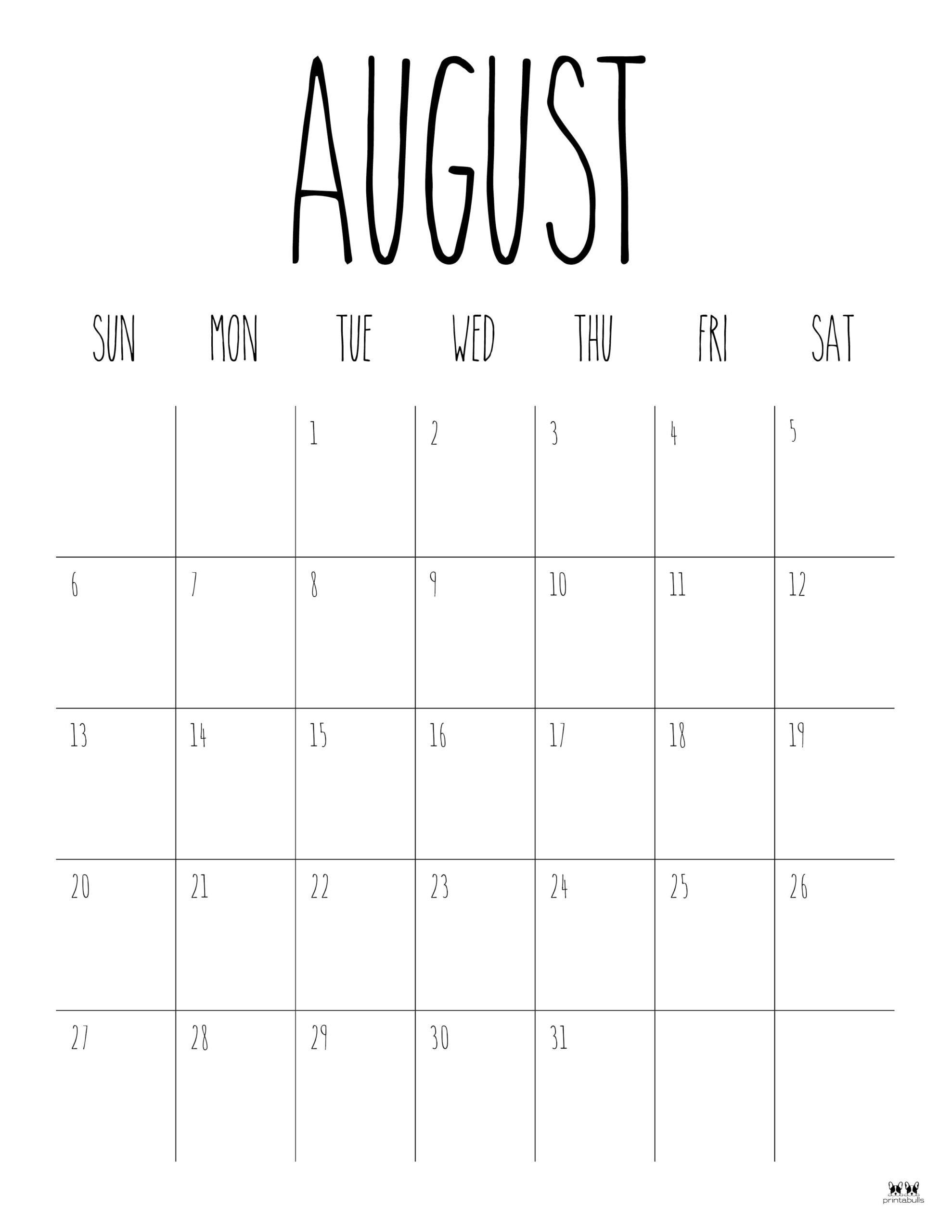 August 2023 calendars 50 free printables printabulls