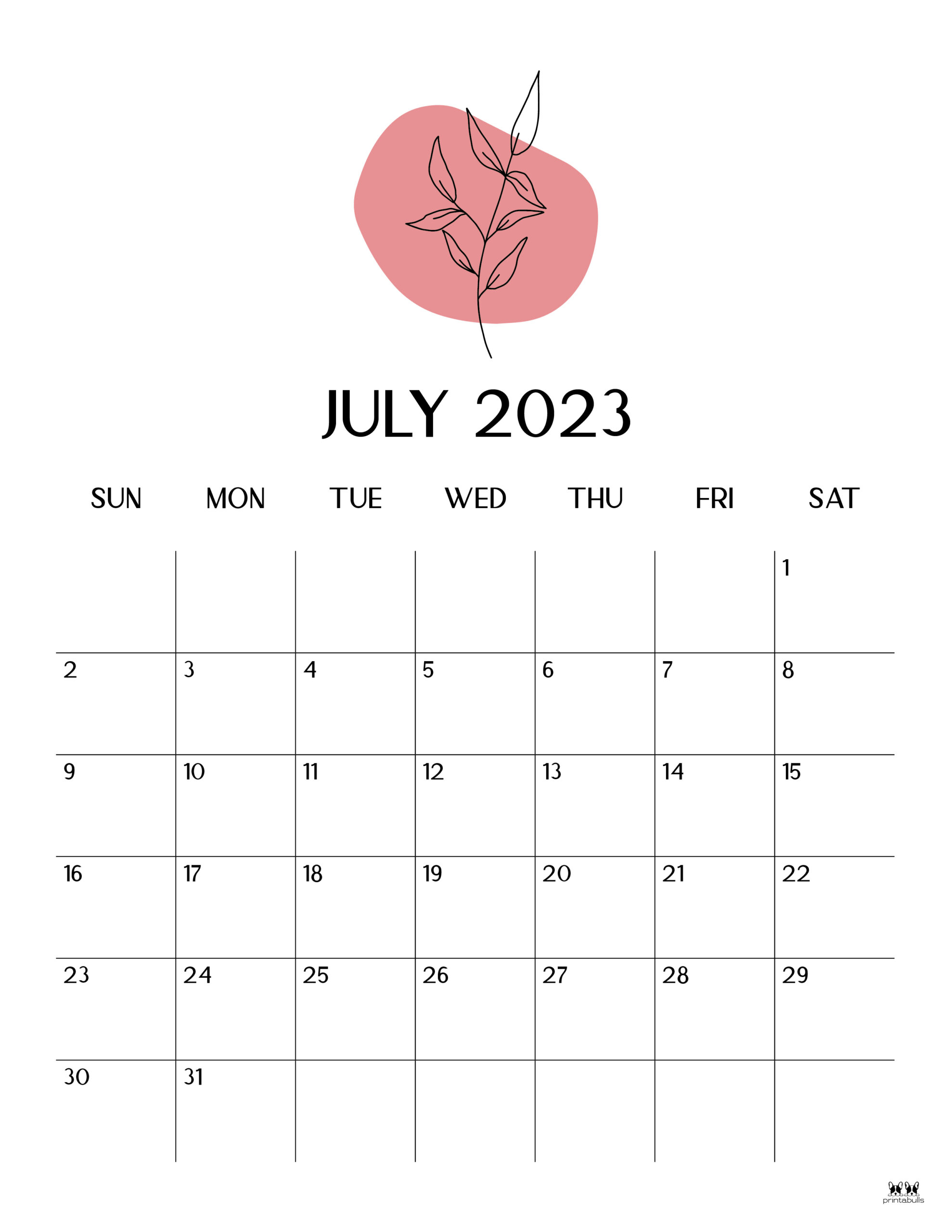 July 2023 Calendars - 50 FREE Printables | Printabulls