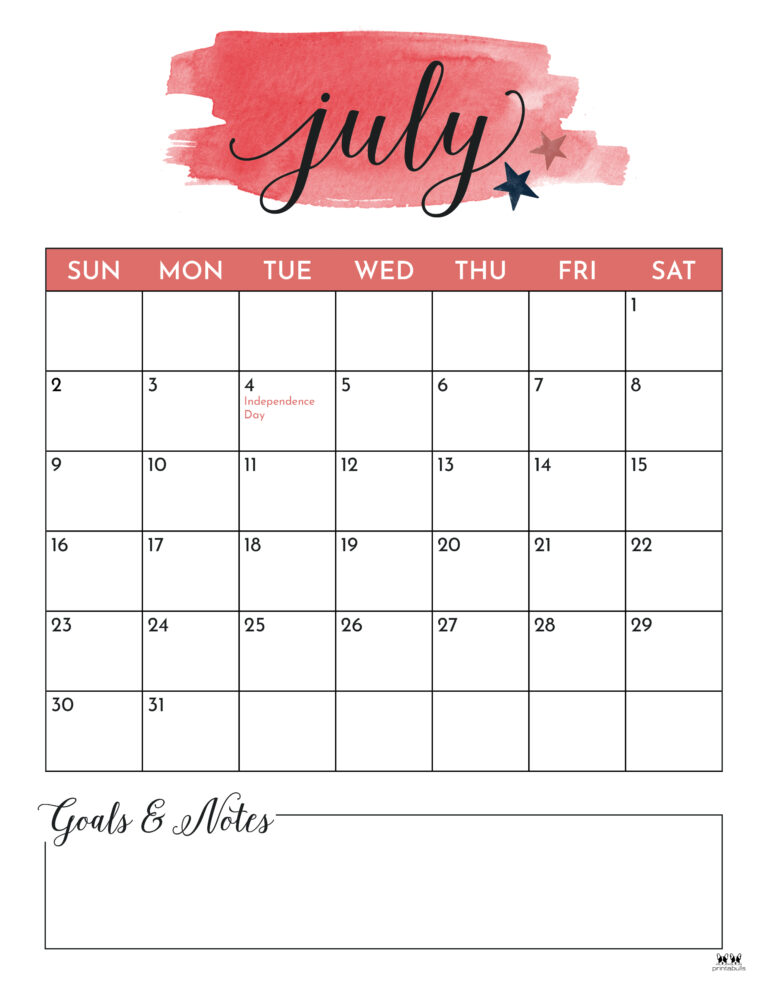 July 2023 calendars 50 free printables printabulls