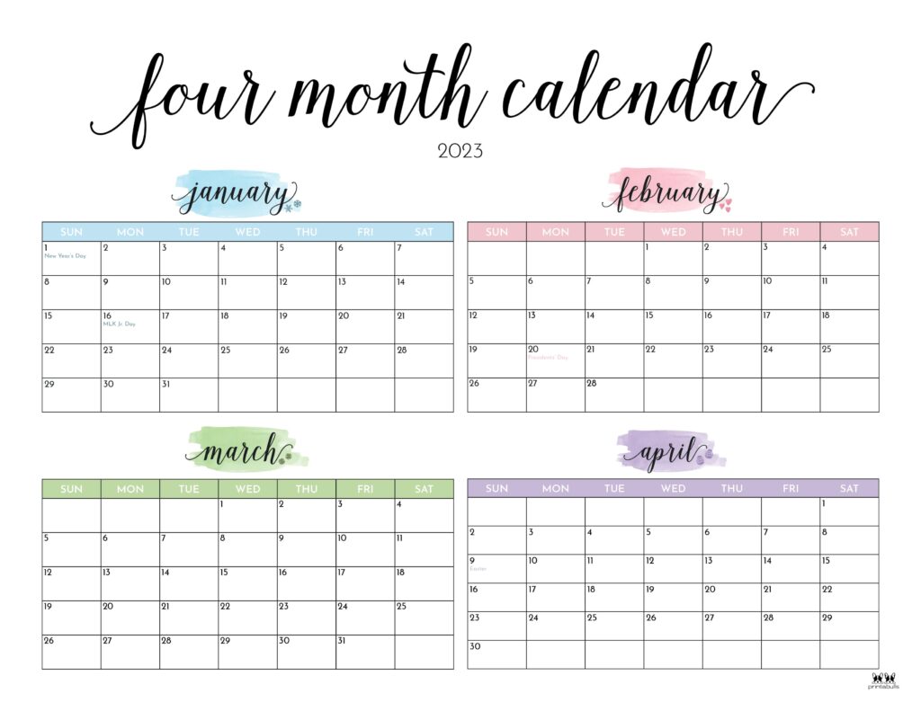 Printable-2023-Four-Month-Calendar-3