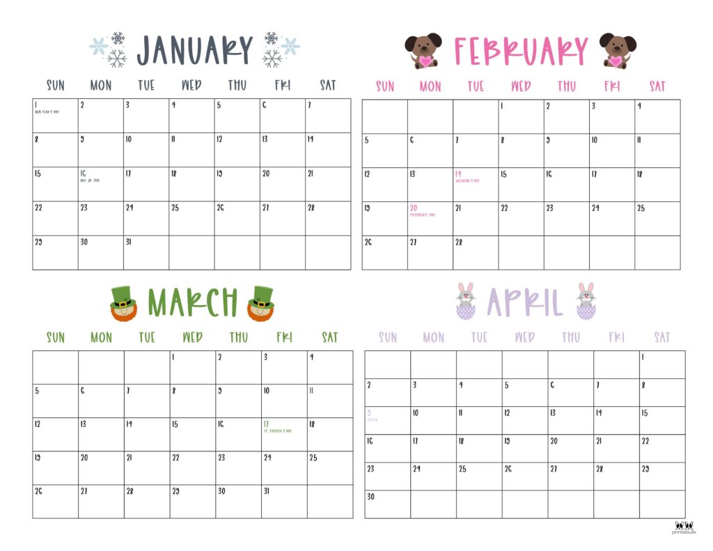 2023 Four Month Calendars 18 FREE Printables Printabulls