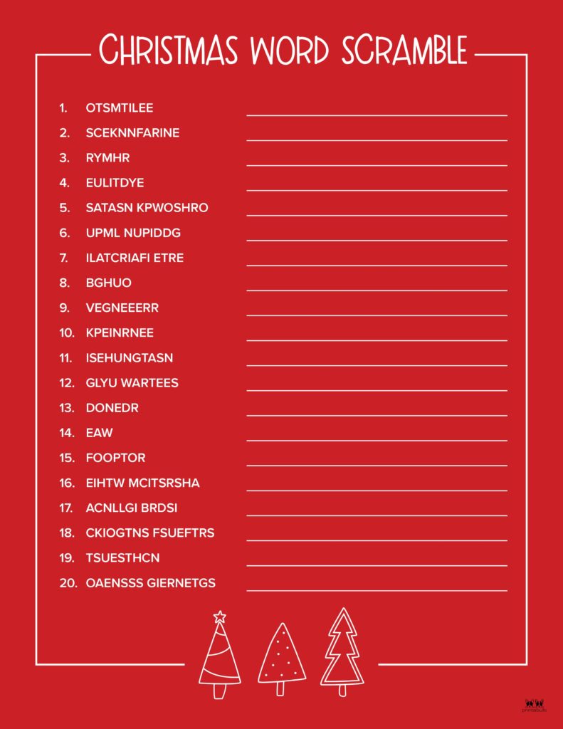 Hard Christmas Word Scramble Hard Christmas Word Scramble