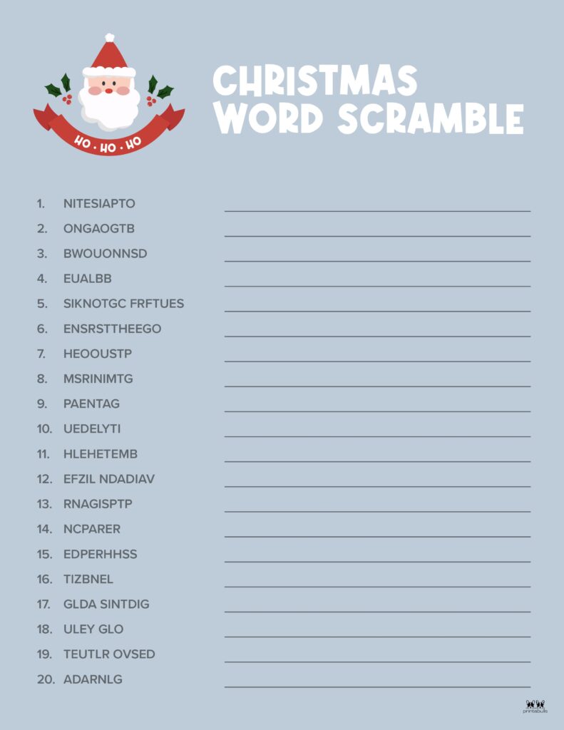 Hard Christmas Word Scramble