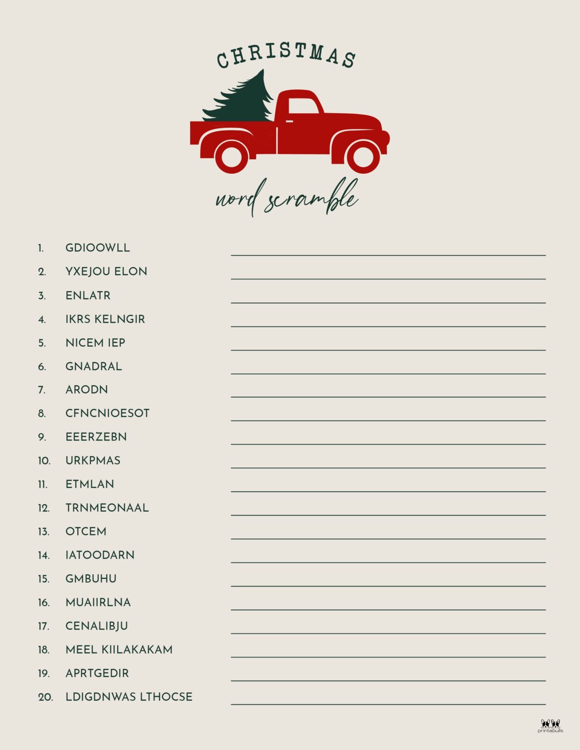 Christmas Word Scrambles 15 FREE Printables Printabulls