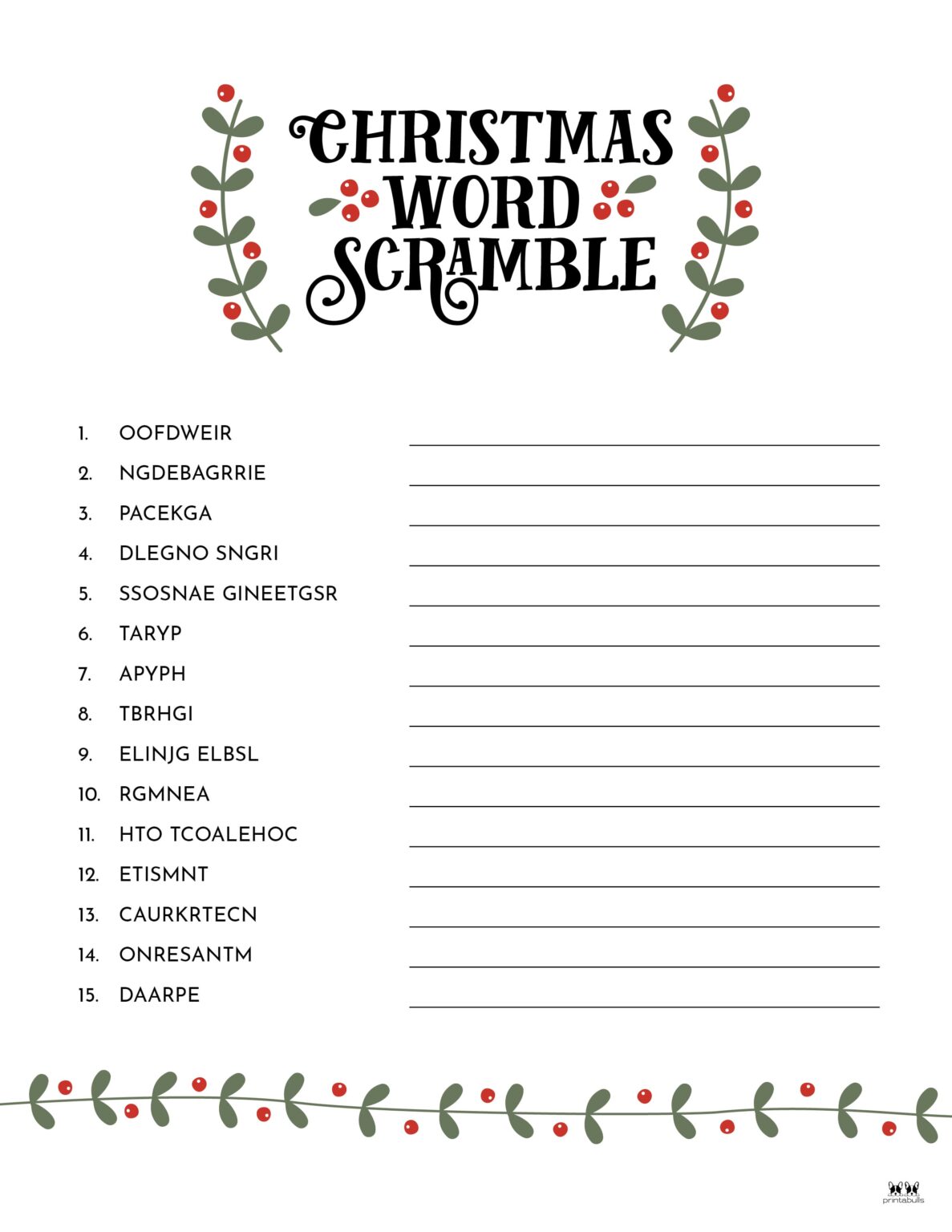 Christmas Word Scrambles 15 FREE Printables Printabulls Christmas Word Scrambles 15 FREE Printables Printabulls