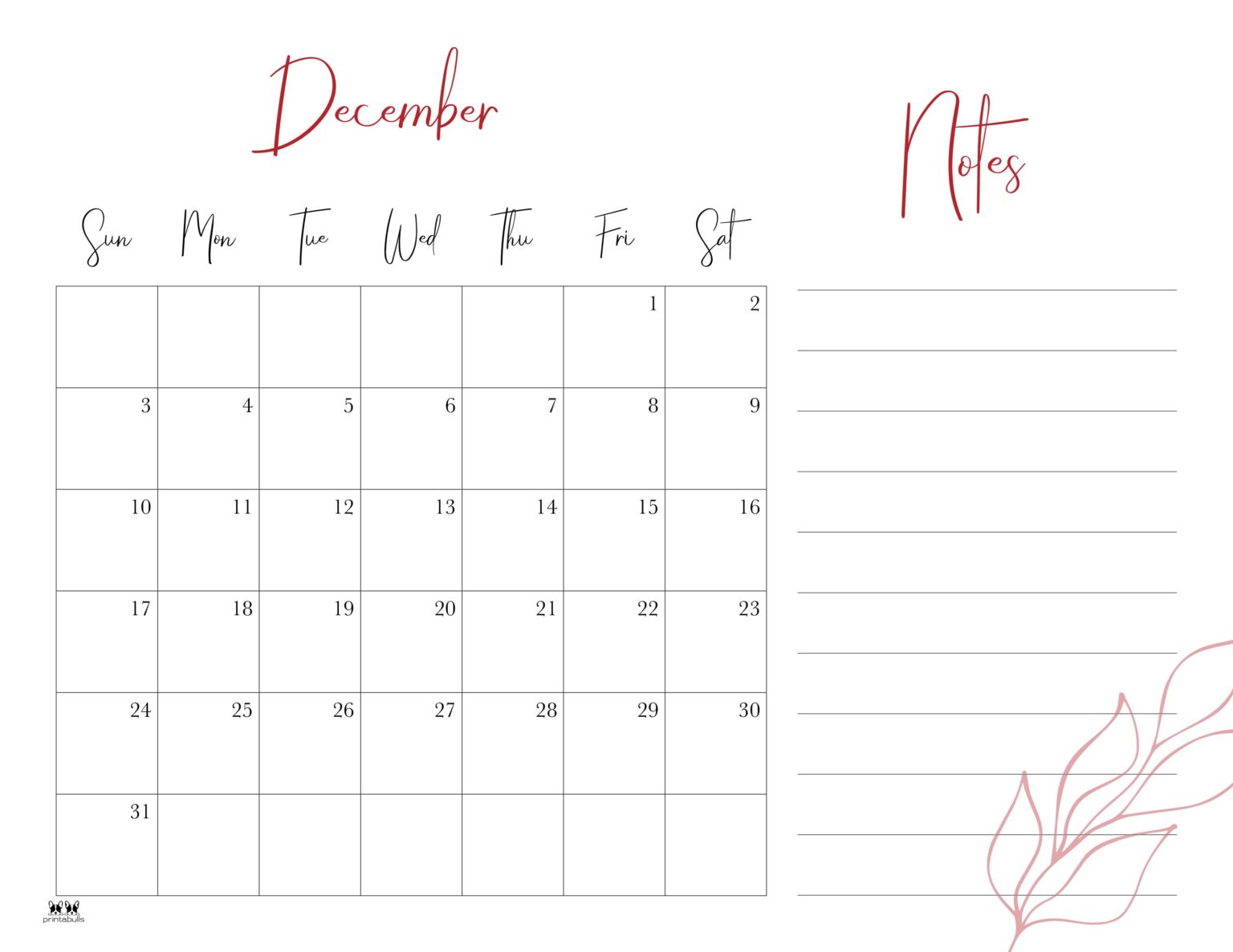 December 2023 Calendars 50 FREE Printables Printabulls