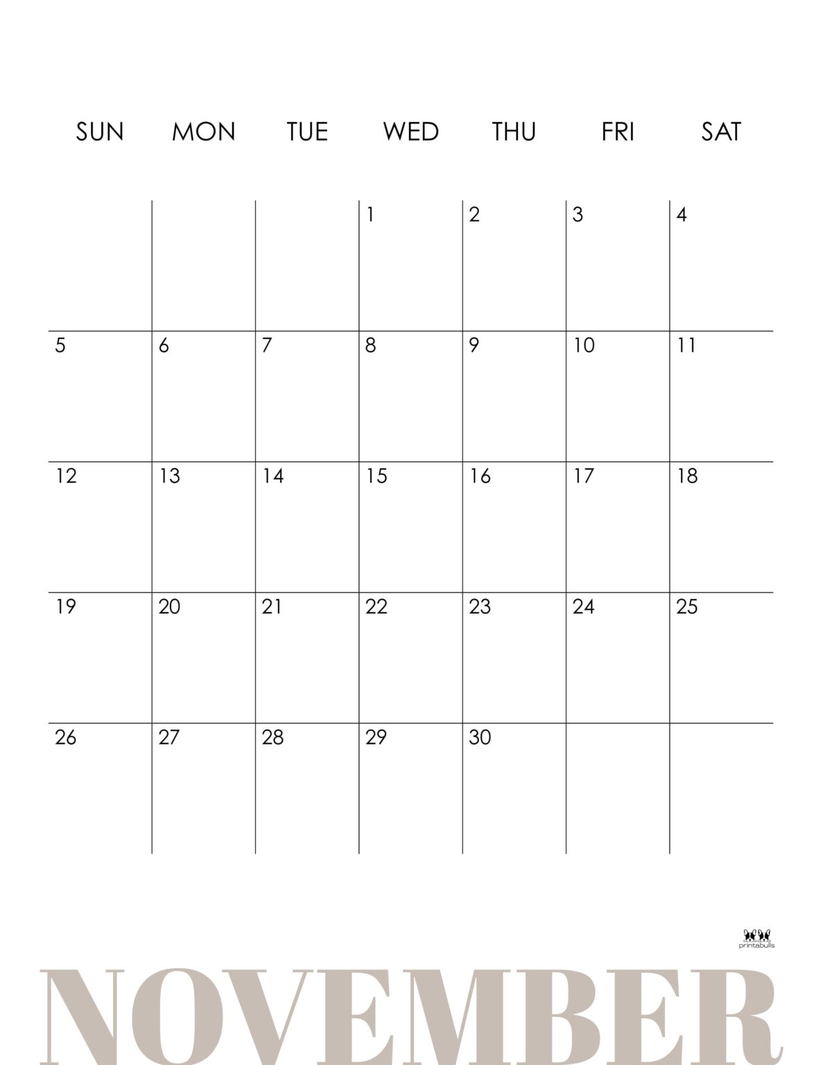 November 2023 Calendars - 50 FREE Printables | Printabulls