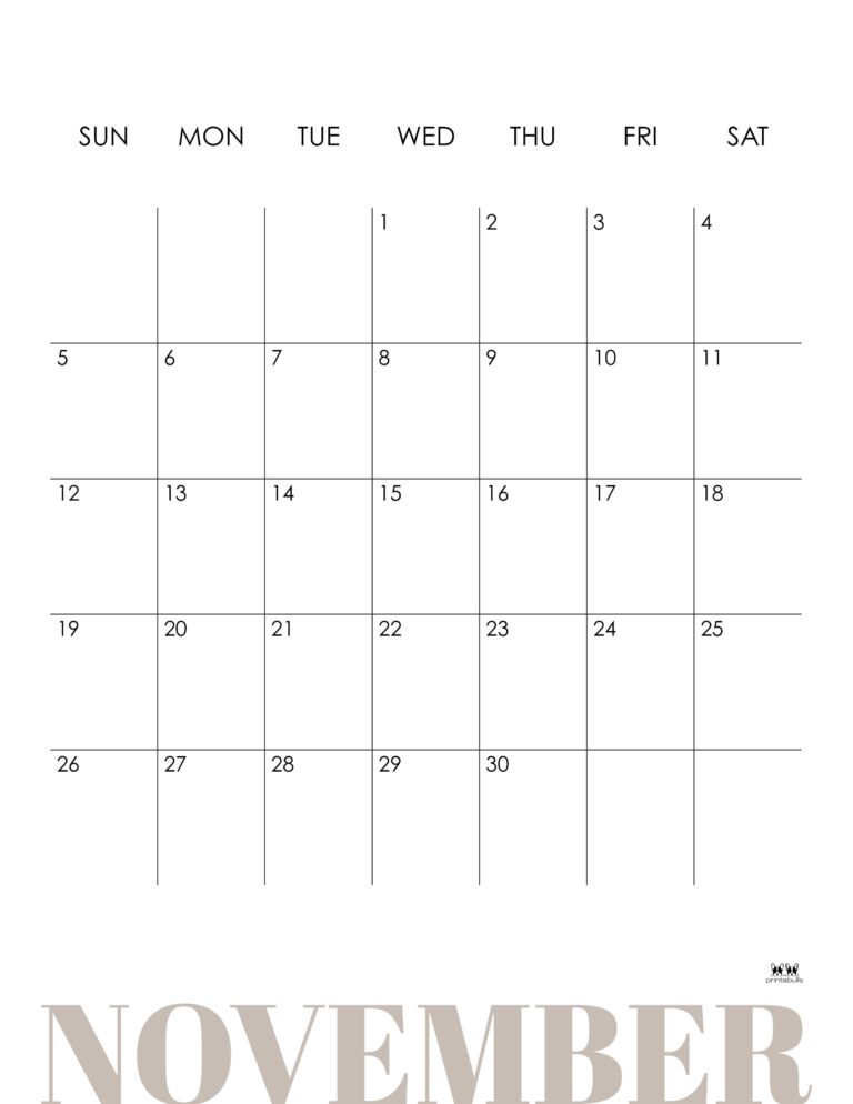 November 2023 Calendars - 50 FREE Printables | Printabulls