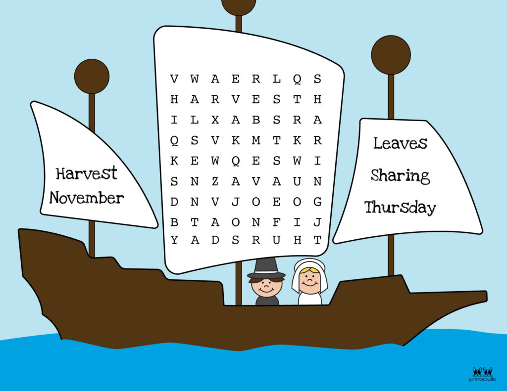 Printable Thanksgiving Word Search-Easy 3-2
