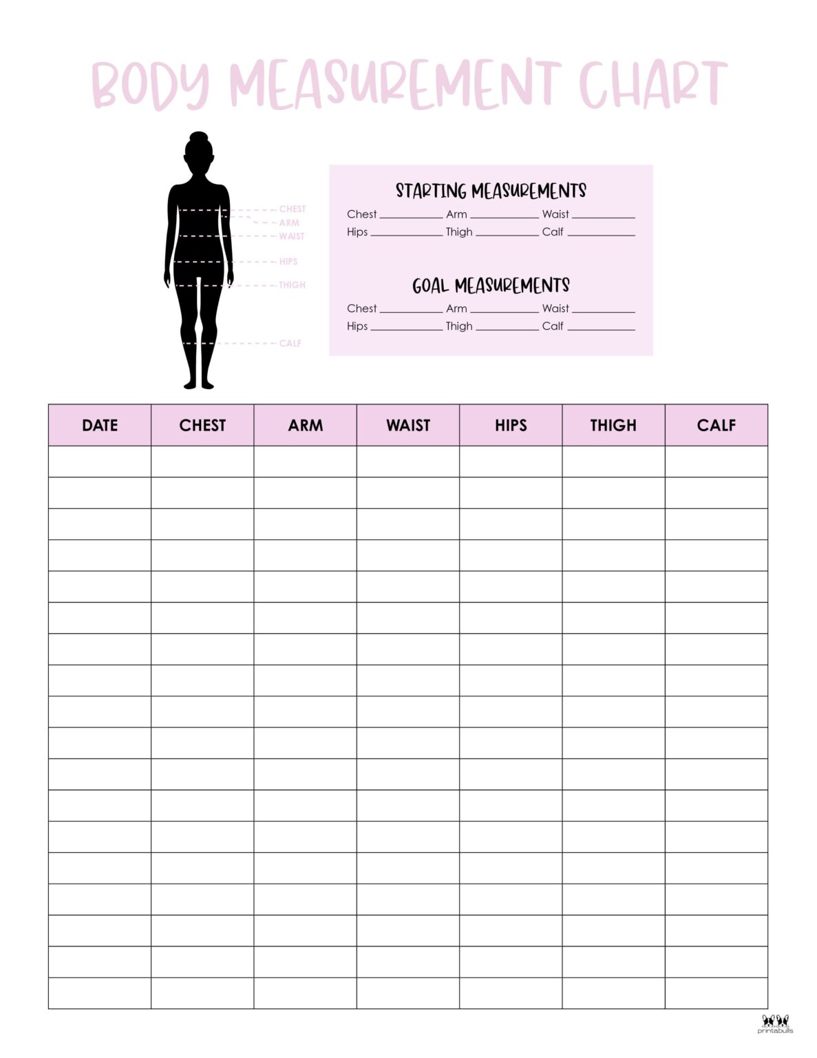Body measurement charts free printables printabulls