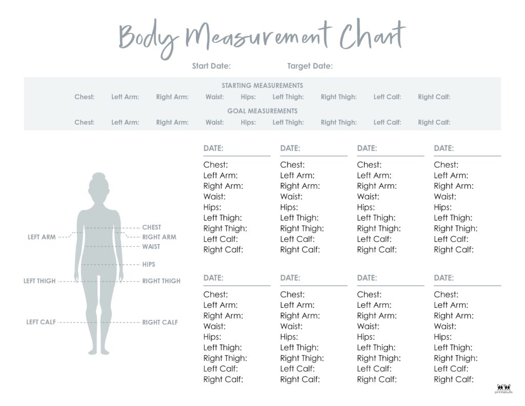 Body Measurement Charts FREE Printables Printabulls