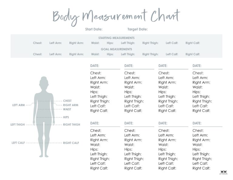 Body Measurement Charts - FREE Printables - PrintaBulk