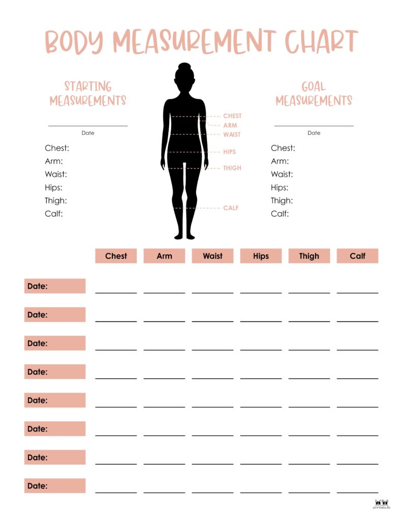 Female Printable Body Measurement Chart - Freebie Finding Mom