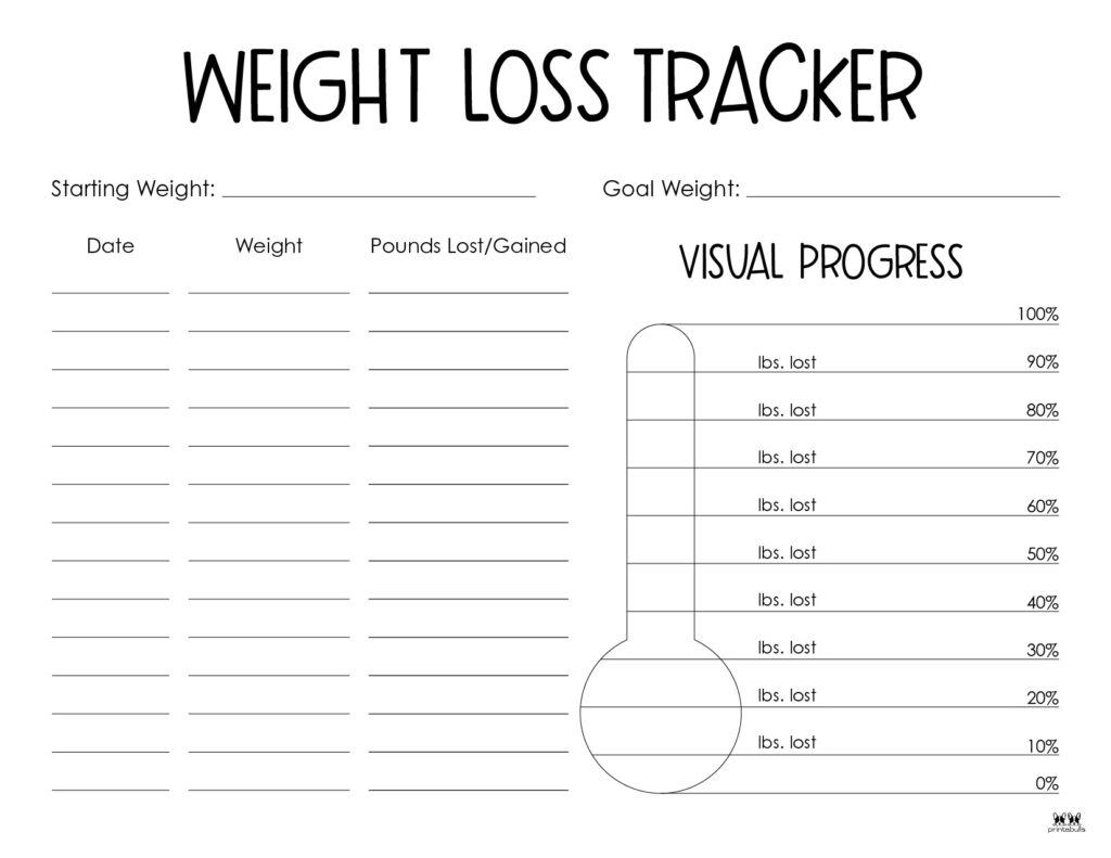 Weight Loss Trackers - 29 FREE Printables