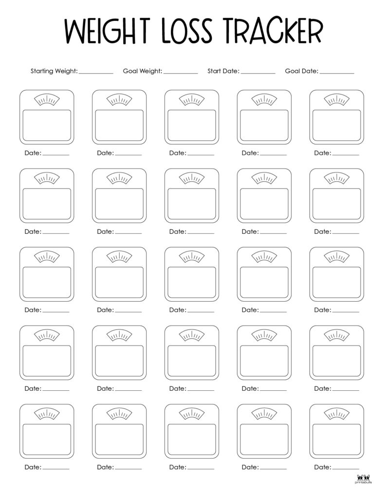 Weight Loss Trackers - 29 FREE Printables | Printabulls