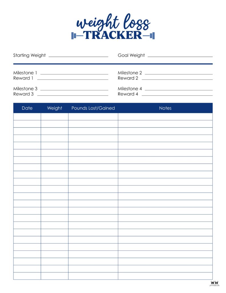 Free Printable Weight Loss Tracker — Krafty Planner