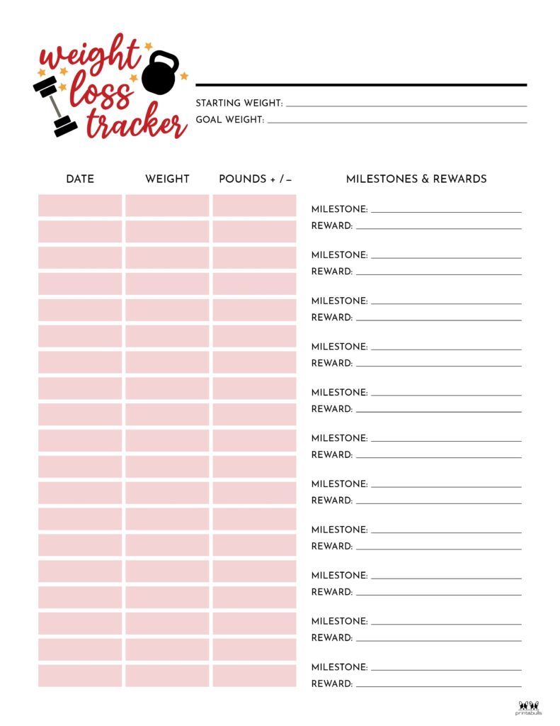 Free Printable Weight Loss Tracker — Krafty Planner