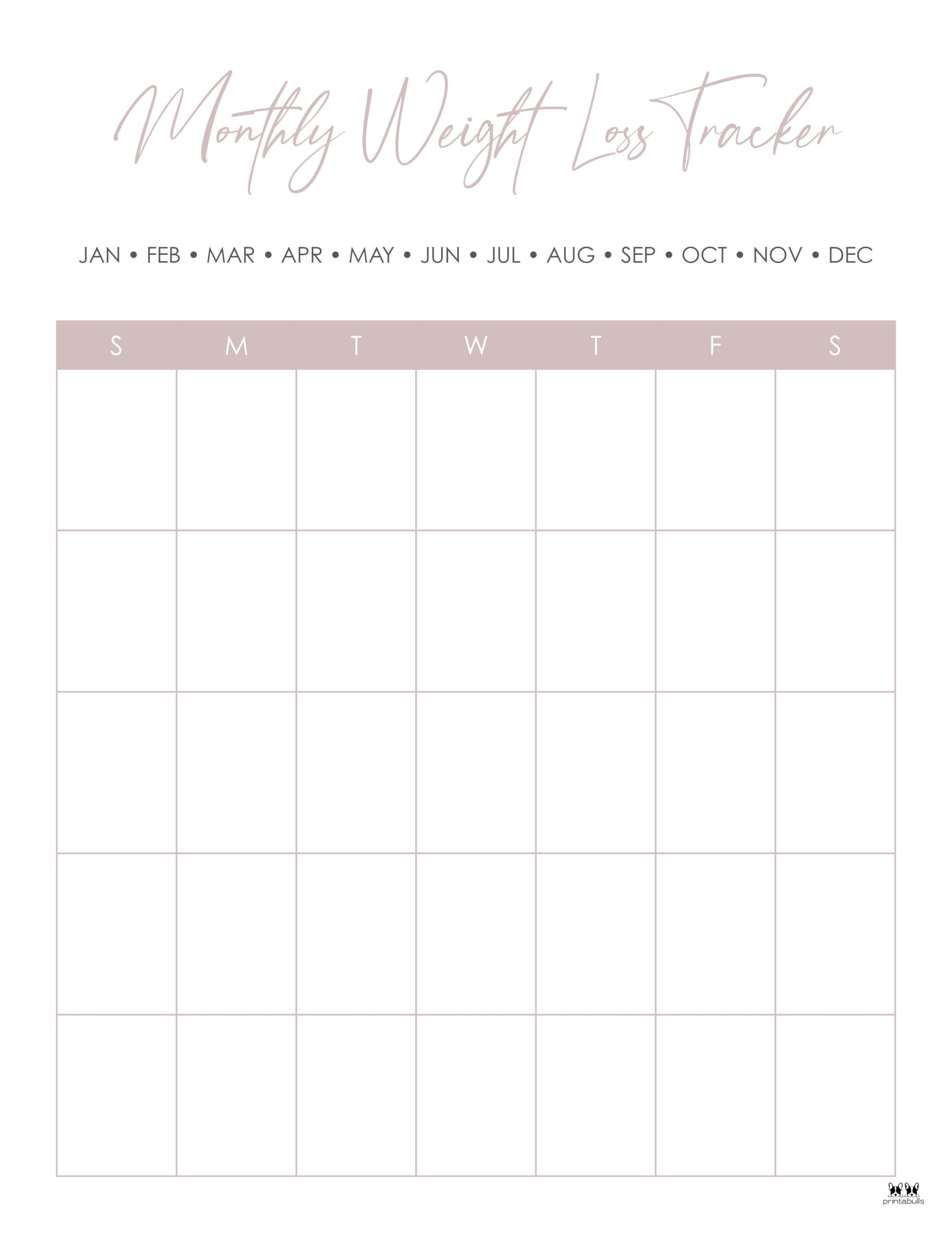 Weight Loss Trackers - 29 FREE Printables | Printabulls