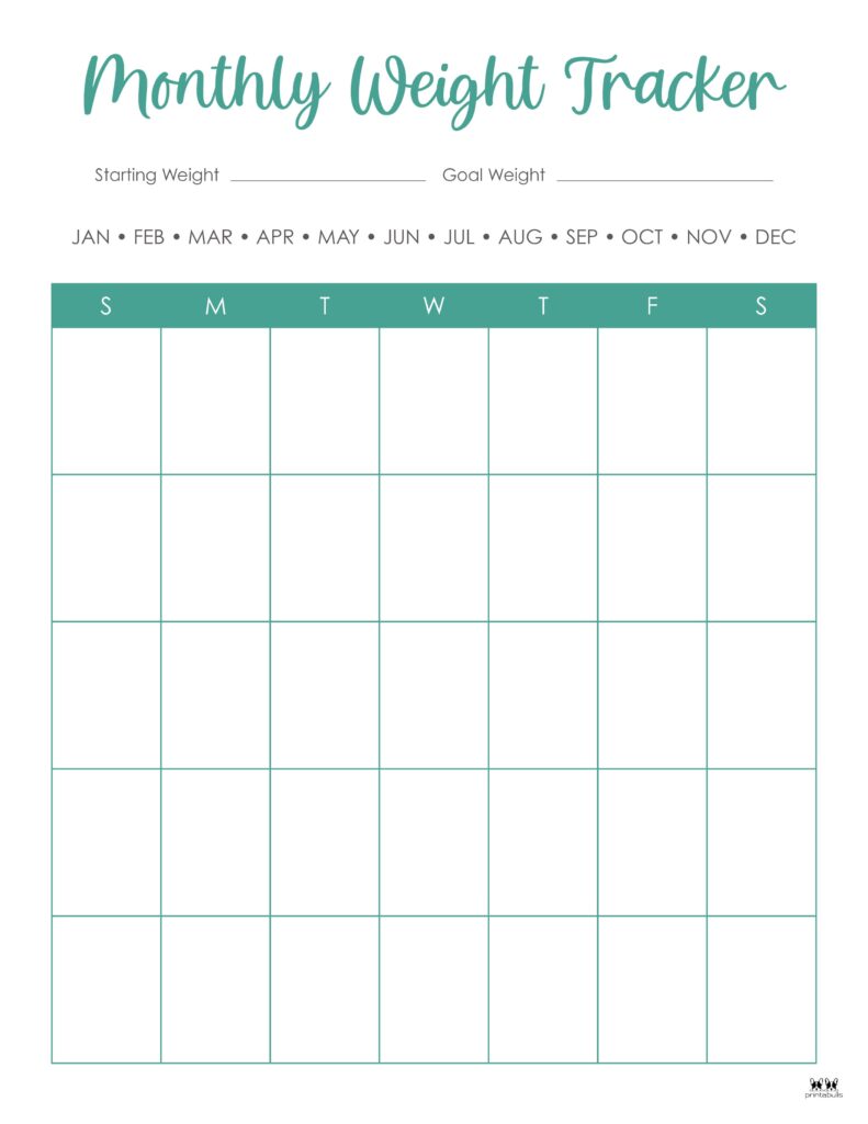 Weight Loss Trackers - 29 FREE Printables | Printabulls