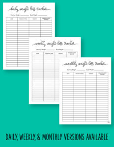 Weight Loss Trackers - 29 FREE Printables | Printabulls