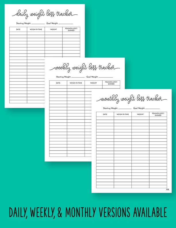 Body Measurement Tracker A6 Planner Inserts Printable Weight