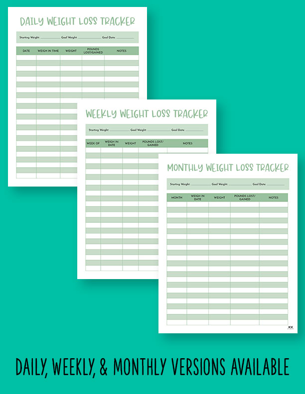 Printable Weight Loss Log