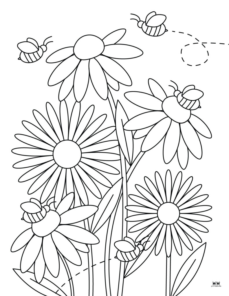 Printable-Bee-Flower-Coloring-Page-1