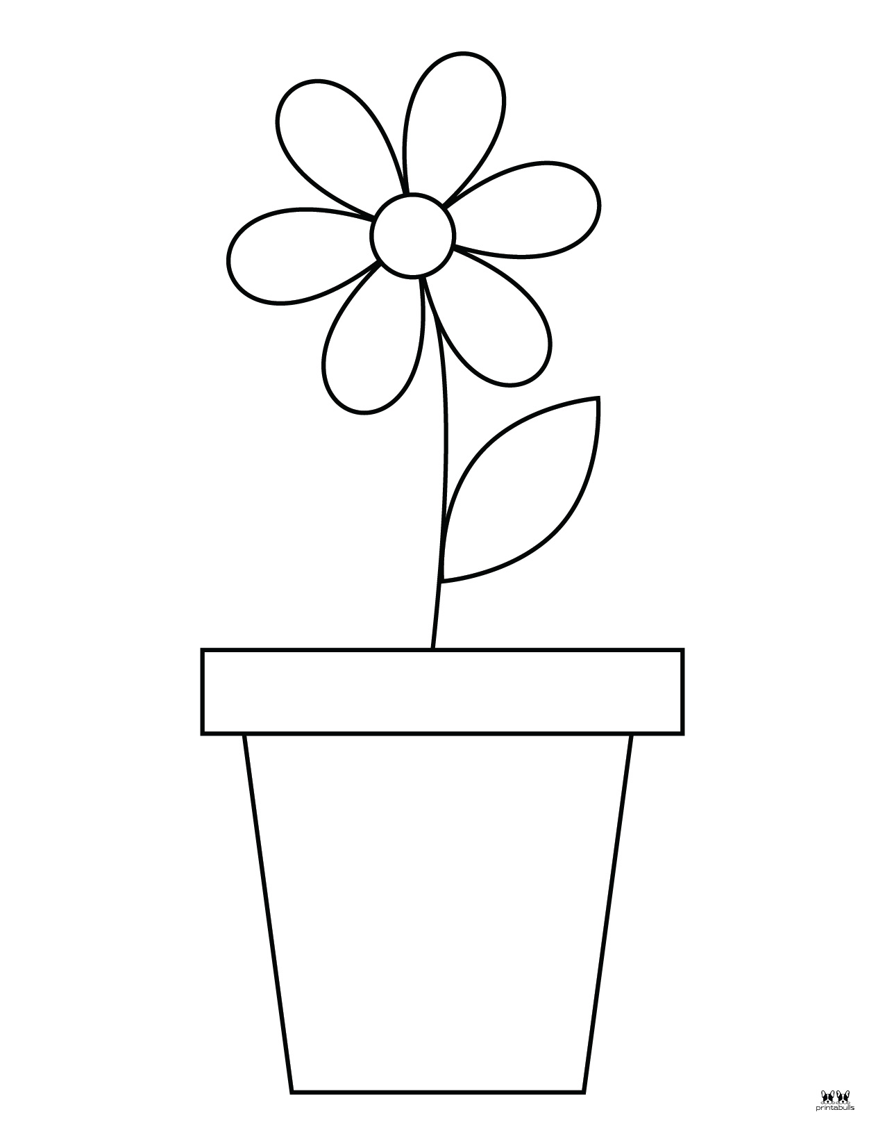 Flower Coloring Pages 50 FREE - Printable Flower Pot Flower Coloring Page 4 