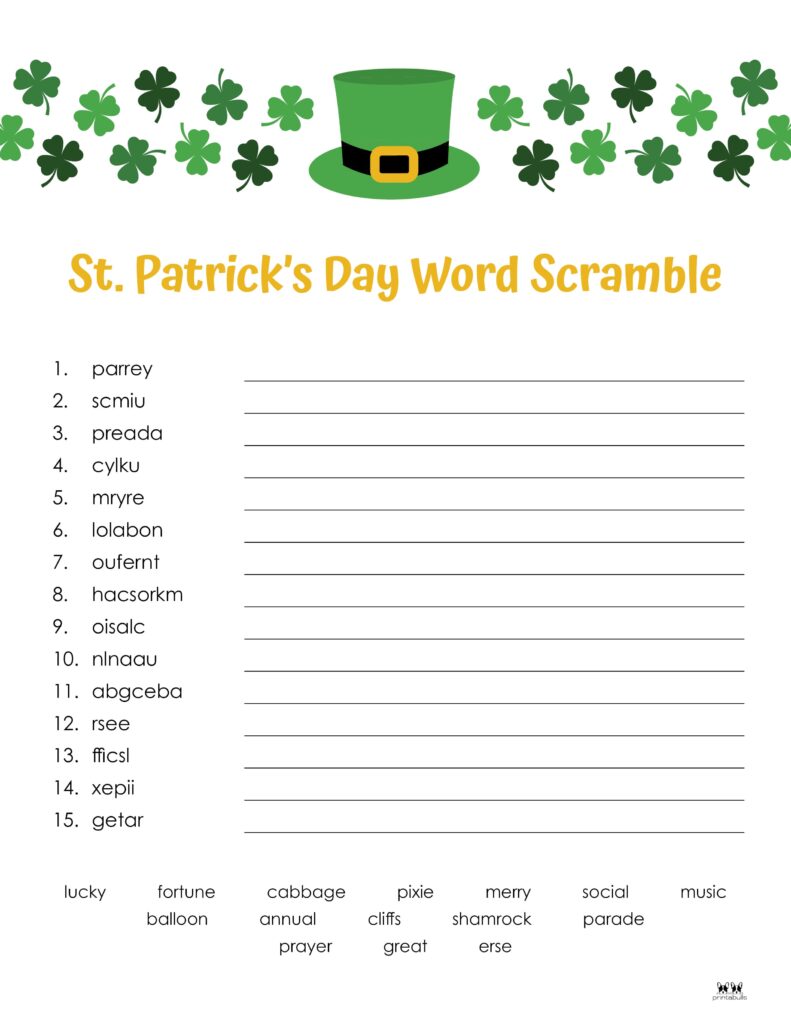 Printable-St-Patricks-Day-Word-Scramble-Medium-2