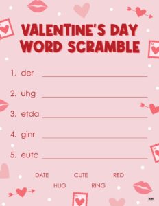 Valentine's Day Word Scrambles - 10 FREE Pages | Printabulls