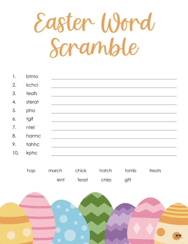 Easter Word Scrambles 15 FREE Printables Printabulls